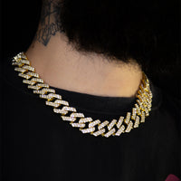Corrente Masculina 50cm Cuban Cravejado | Banhada a Ouro 18k