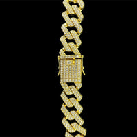 Corrente Masculina 50cm Cuban Cravejado | Banhada a Ouro 18k