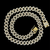 Cordão Elo Quadrado Cuban Ice 60cm Cravejado | Banhado a Ouro 18k