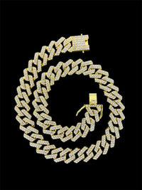 Corrente Masculino 60cm Cuban Cravejado | Banhada a Ouro 18k