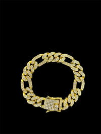 Pulseira Masculina Grossa Elo 3x1 Cravejada Zircônia | Mansão Joias