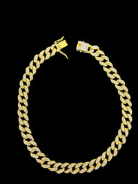 Cordão Elos Masculino Cravejado Zircônia | Banhado a Ouro 18k