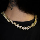 Cordão Elos Masculino Cravejado Zircônia | Banhado a Ouro 18k