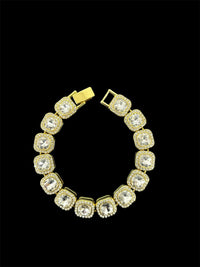 Pulseira Masculina Grossa Cravejada Zircônia | Banhada a Ouro 18k