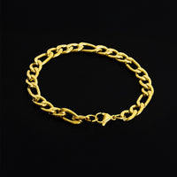 Pulseira de Ouro com Elos Figaro 2x1 com 5mm Banhado em Ouro 18K