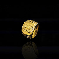 Anel Religioso Masculino Quadrado Coração Sagrado Folheado A Ouro 18K
