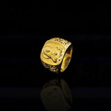 Anel Religioso Masculino Quadrado Coração Sagrado Folheado A Ouro 18K
