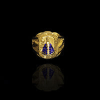 Anel Masculino Nossa Senhora Manto Cravejado Folheado A Ouro