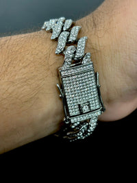 Pulseira Masculina Flame Cuban Cravejada Zircônia - Mansão Joias