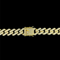 Cordão Elo Quadrado Cuban Ice 60cm Cravejado | Banhado a Ouro 18k