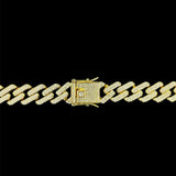 Cordão Elo Quadrado Cuban Ice 60cm Cravejado | Banhado a Ouro 18k