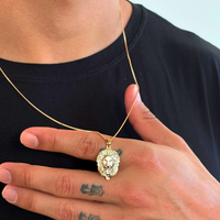 Colar Masculino Pingente de Leão Banhado em Ouro 18K - Pague apenas o Frete Usando o Cupom