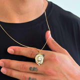 Colar Masculino Pingente de Leão Banhado em Ouro 18K - Pague apenas o Frete Usando o Cupom