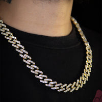 Cordão Elo Quadrado Cuban Ice 60cm Cravejado | Banhado a Ouro 18k