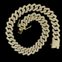 Corrente Masculina 50cm Cuban Cravejado | Banhada a Ouro 18k