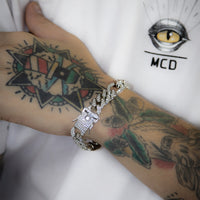 Pulseira Masculina Grossa Elo 3x1 Cravejada Zircônia | Mansão Joias