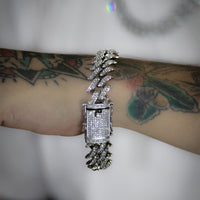 Pulseira Masculina Flame Cuban Cravejada Zircônia - Mansão Joias
