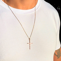 Corrente com Pingente Cruz Masculino Crucifixo Banhado a ouro 18k - Pague apenas o Frete Usando o Cupom