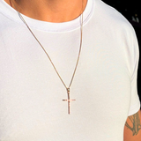 Corrente com Pingente Cruz Masculino Crucifixo Banhado a ouro 18k - Pague apenas o Frete Usando o Cupom