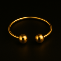 Bracelete Esfera Dupla Moderno Banhado a Ouro 18k