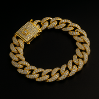 Pulseira Masculina Grumet Ice Cravejada Zircônia Banhado em Ouro 18k