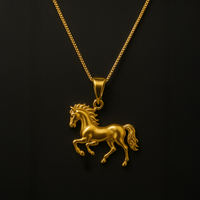Colar Pingente Cavalo  50 cm Banhado em Ouro 18K