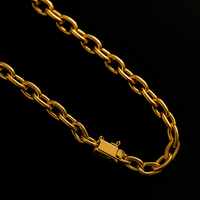 Corrente Cadeado Diamantada 70 cm Banhado em Ouro 18K