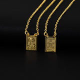 Colar Escapulário Jesus o Senhor te Abençoe e Te Guarde Banhado em Ouro 18K