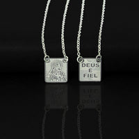 Escapulário Sagrado Coração de Jesus, Deus é fiel De Aço Inox